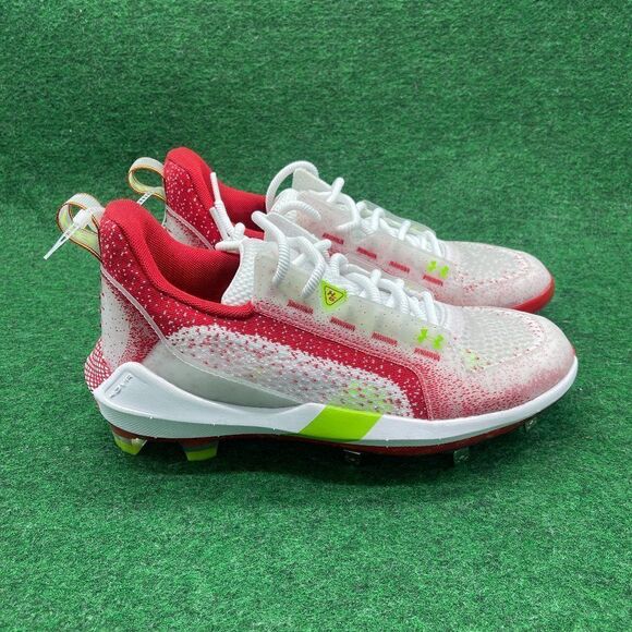 Under Armour UA Harper 6 Low ST Baseball Cleats Red/White Mens 7.5 - Picture 1 of 3